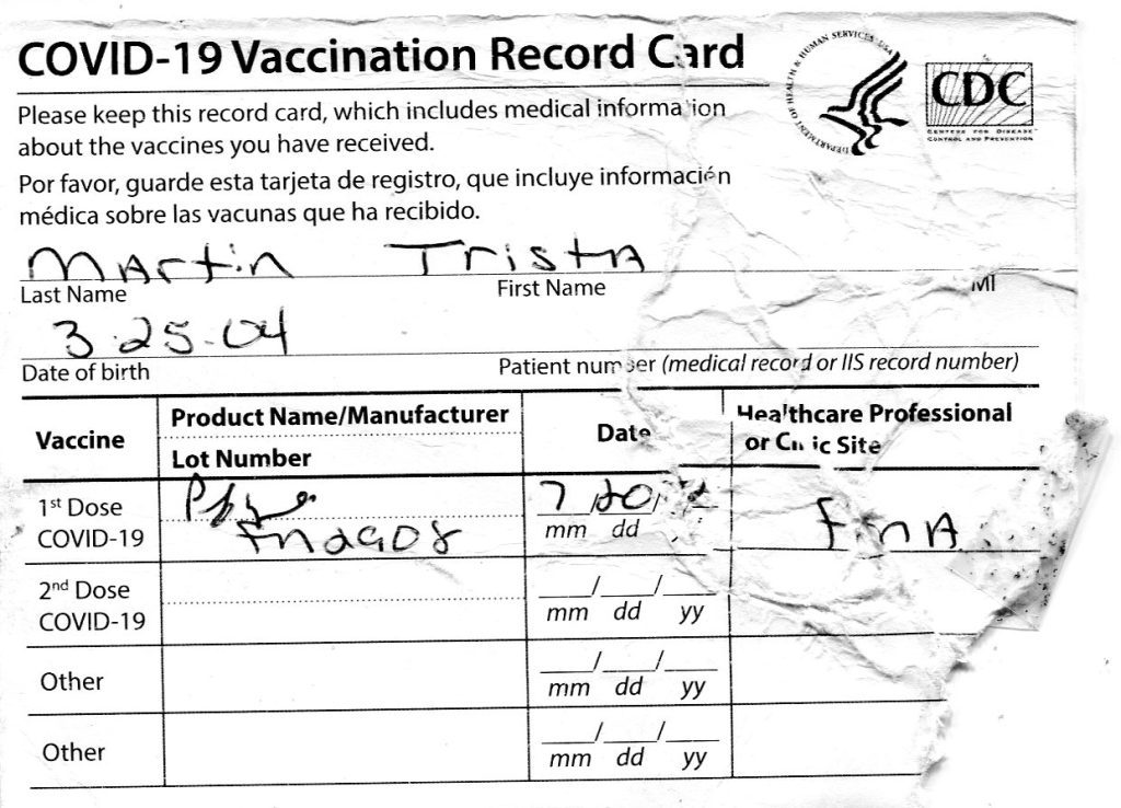 FMA Vax Card